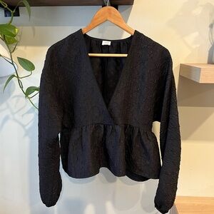Aritzia Black Textured Blouse